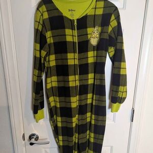 Vintage Junior Dr. Seuss The Grinch 1 Piece Zip Up Pajamas Size Medium (7-9)